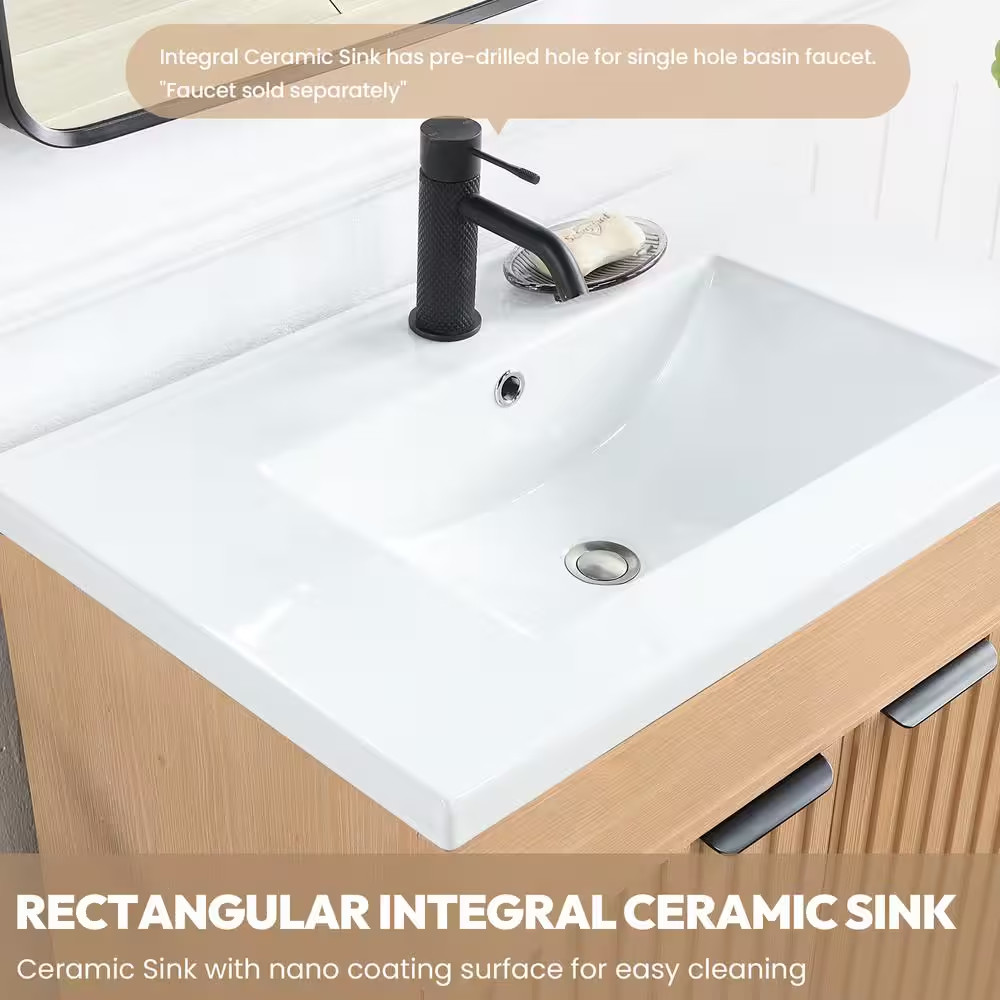Palos 18.1 In.W X 18.1 In.D X 34.8 In.H Single Sink Bath Vanity in Fir Brown wit
