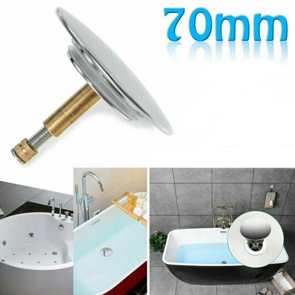 70mm Bathtub Drain Stopper Bathroom Bath Tub Sink Waste Pop-Up Plug Replacement