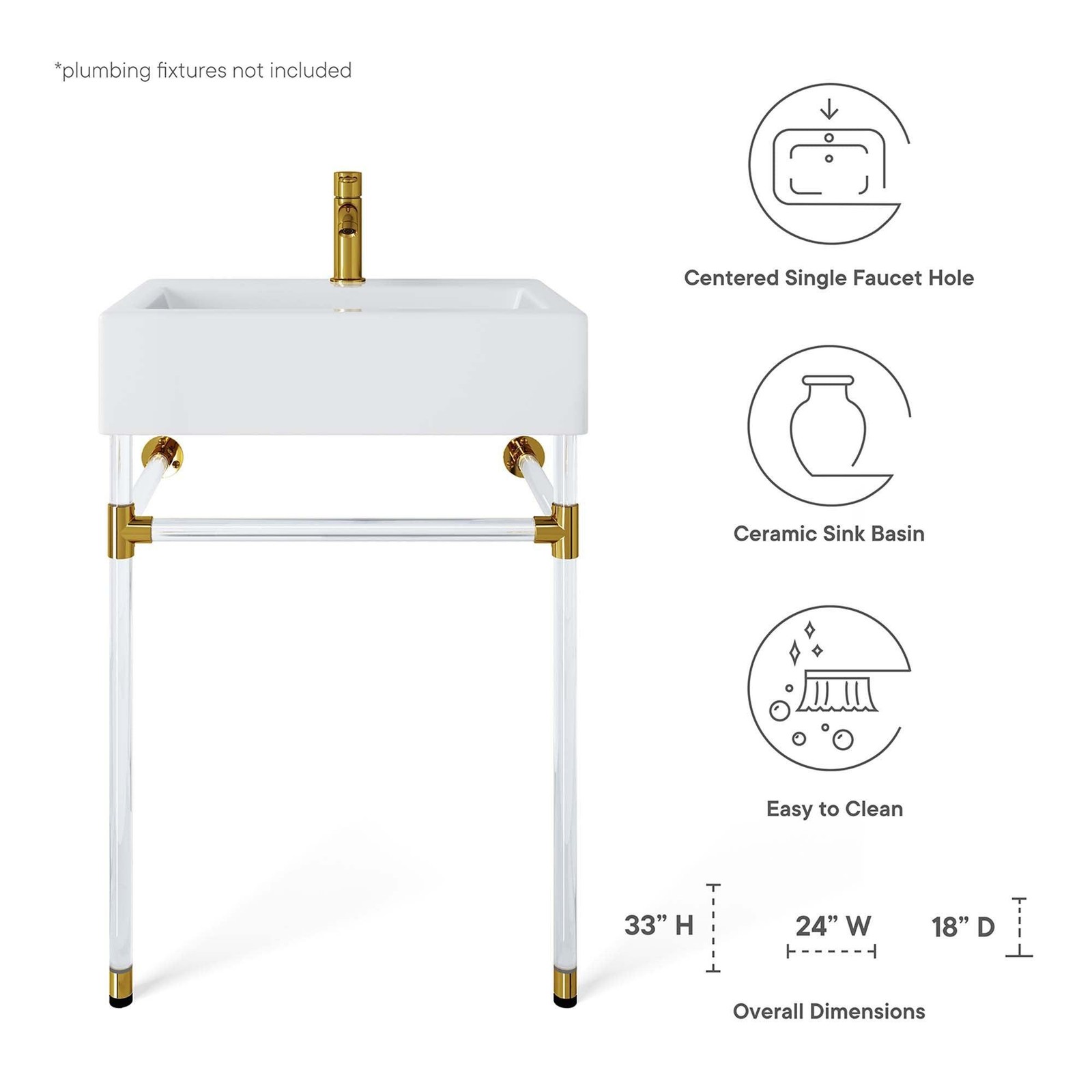 Redeem 24″ Acrylic Wall-Mount Bathroom Vanity