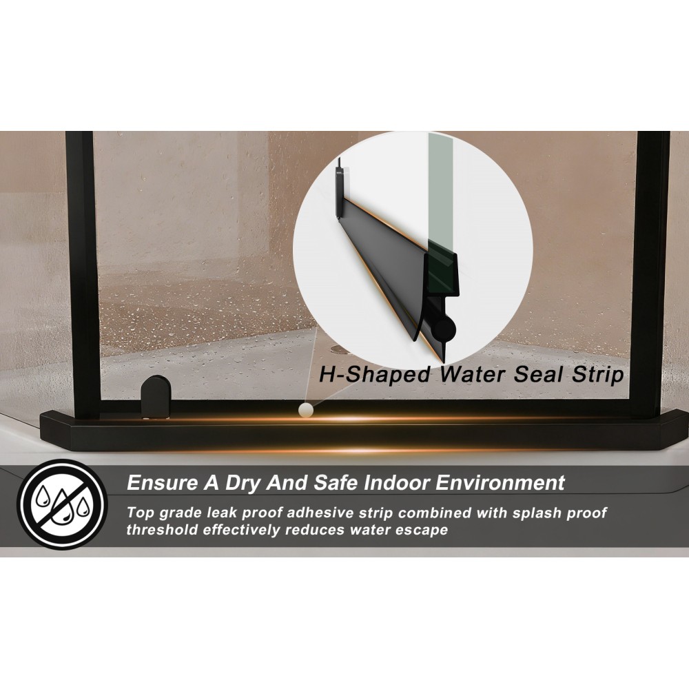 36x36x72″ Neo-Angle Frameless Corner Shower Door, 1/4″ Tempered Glass