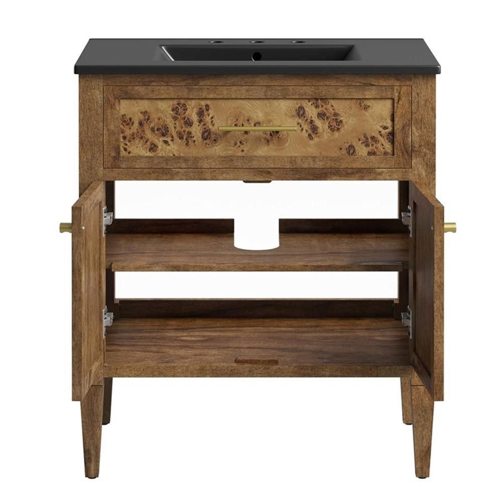 Modway Elysian 30″ Modern Wood Bathroom Vanity in Black and Brown