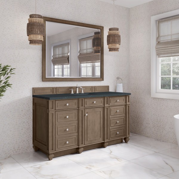 60″ James Martin Bristol 157-V60S-WW-3CSP Vanity Cabinet Charcoal Soapstone Top
