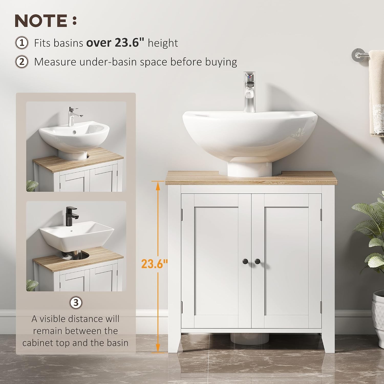 Pedestal Sink Storage Cabinet Under Sink Cabinet W/ U-Shape & Adjustable