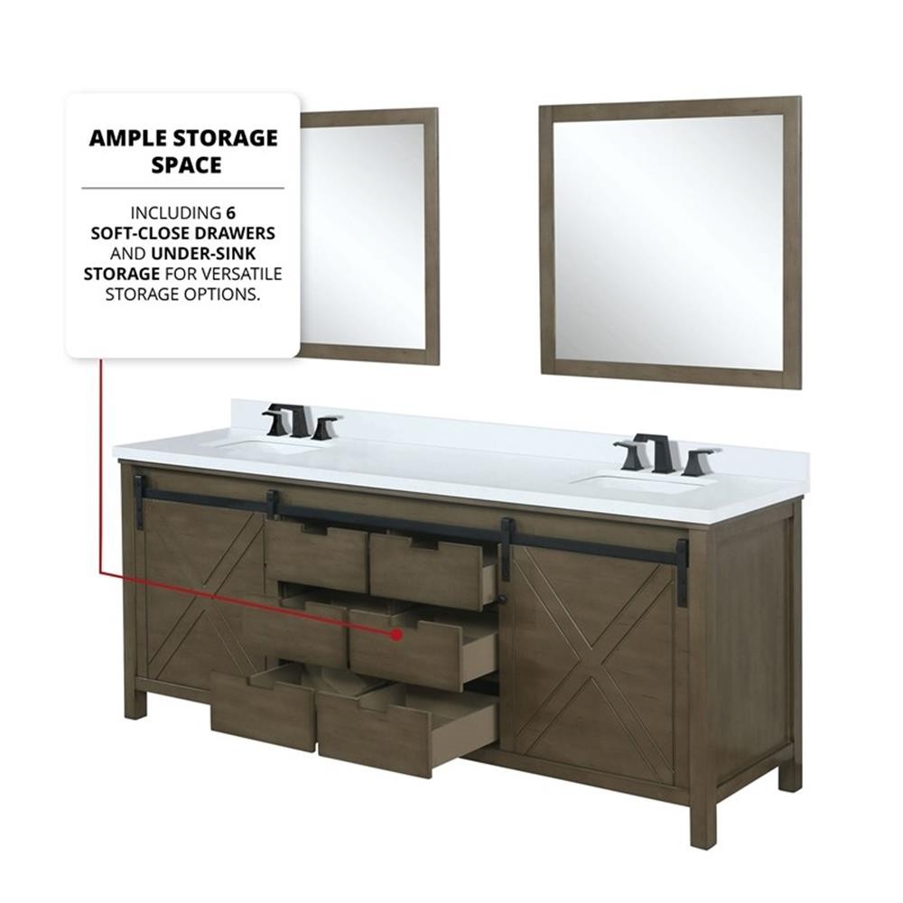 Lexora Home Marsyas 80″ Vanity Cabinet in Rustic Brown