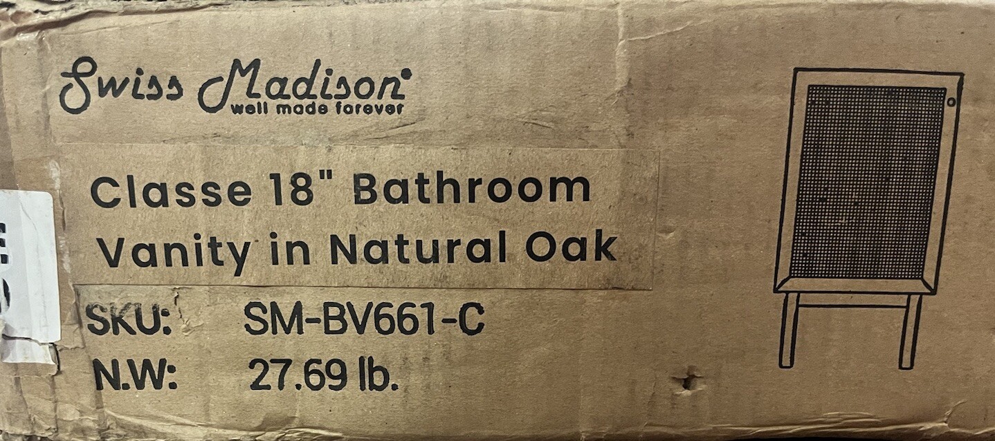 Swiss Madison SM-BV661-C 18″ Freestanding Vanity Cabinet ONLY in Oak Wood Color