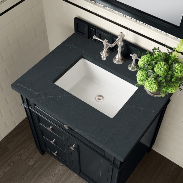 30″ James Martin Brittany 650-V30-BKO-3CSP Vanity Cabinet Charcoal Soapstone Top