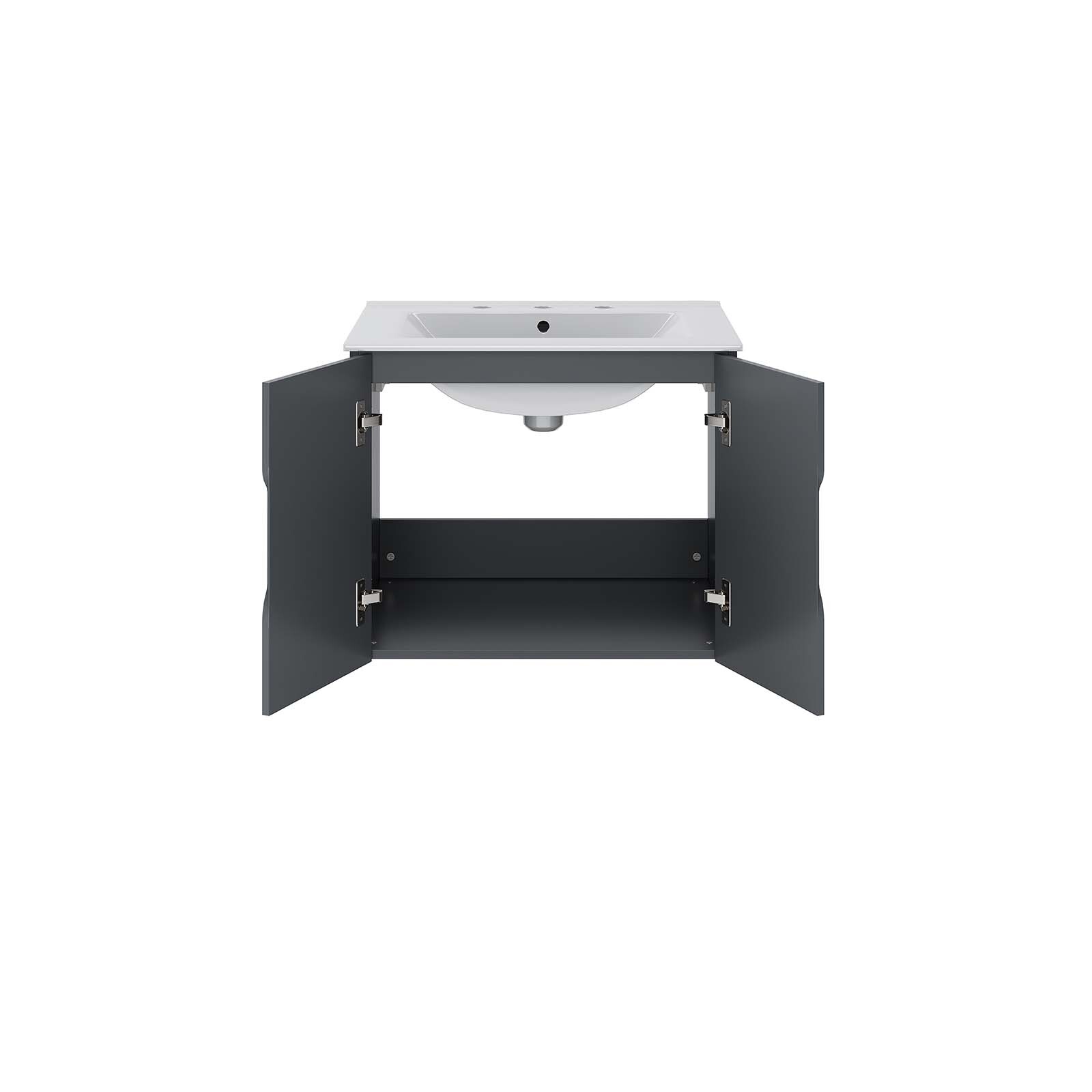 Modway Vitality 24″ Wall-Mount Bathroom Vanity in Gray White