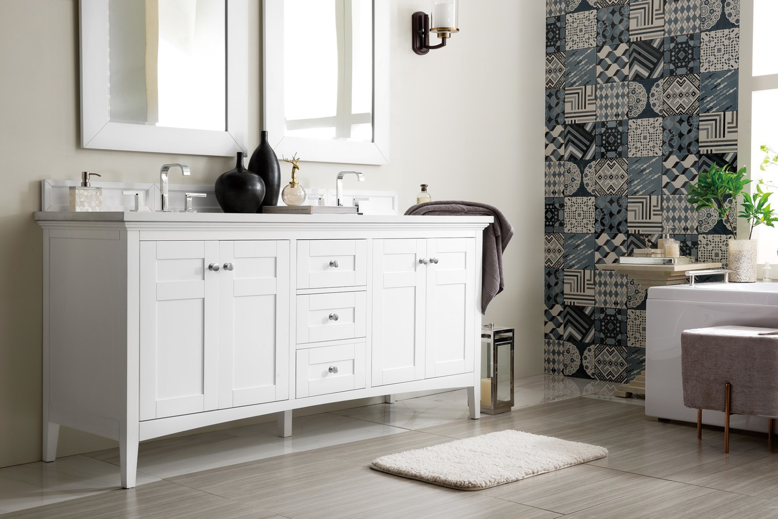 James Martin Vanities 527-V72-3CSP Palisades 72″ – White