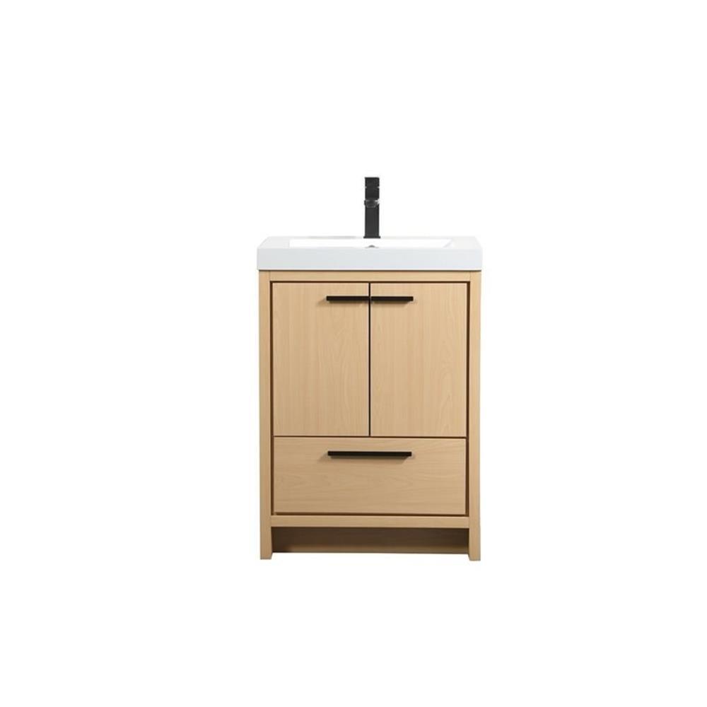 Elegant Decor Wyatt 24″ Aluminum Alloy and MDF Single Bathroom Vanity in Maple