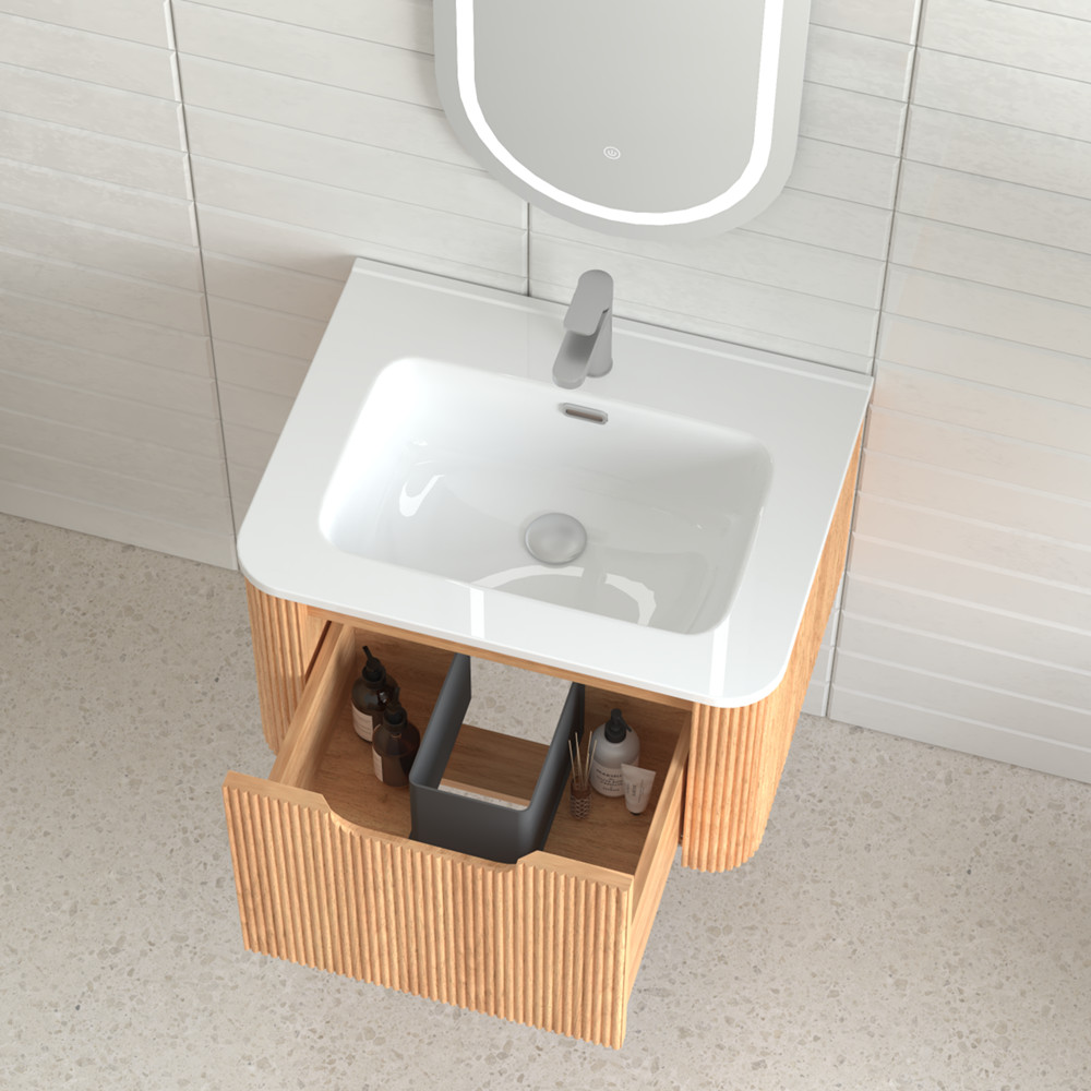 24″ 30″ Floating Vanity Cabinet with Sink, Wall Mounted Bathroom Vanity, Drawer