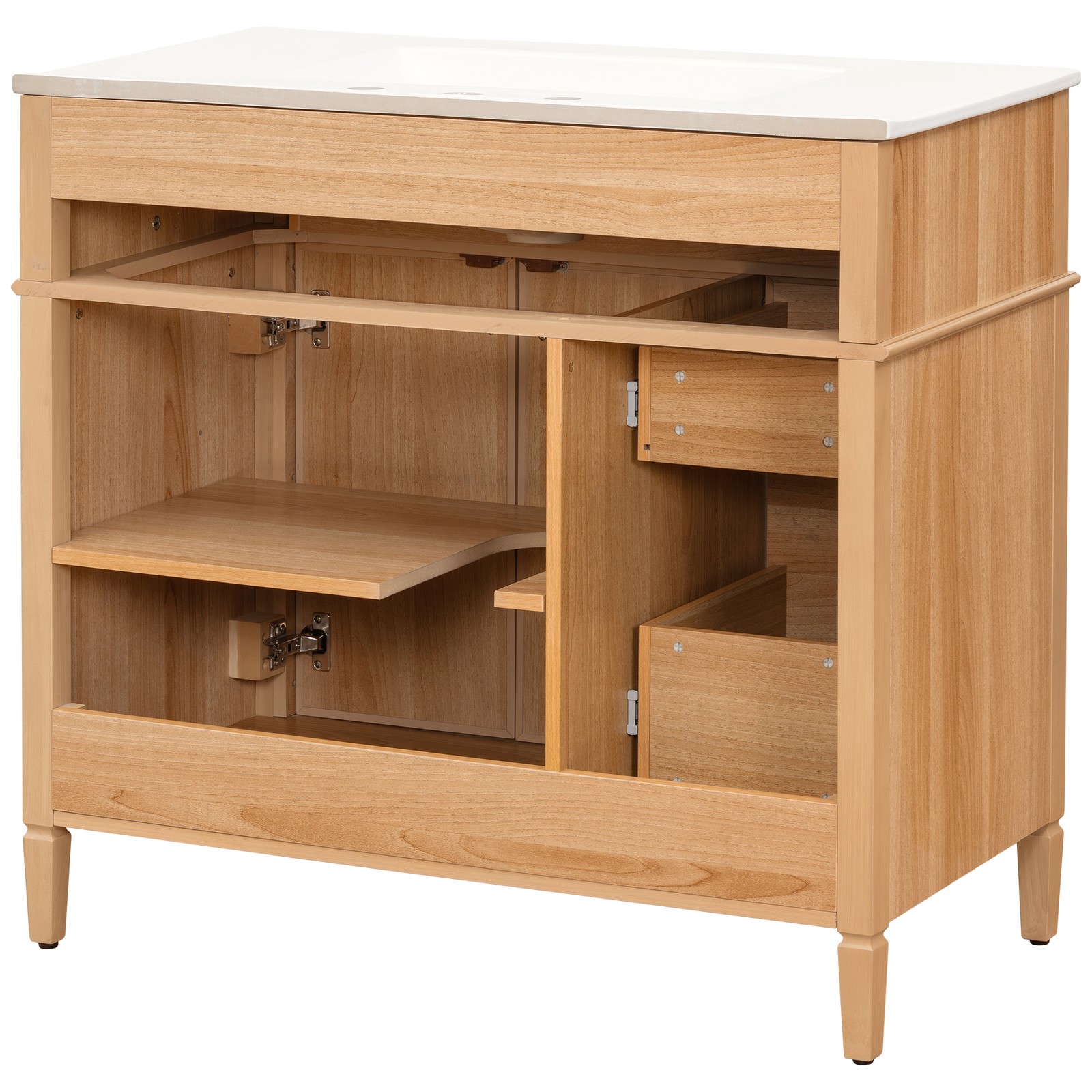 36″ Bathroom Vanity w/Sink,3 Drawers,Freestanding Storage Vanity 2 Doors Cabinet
