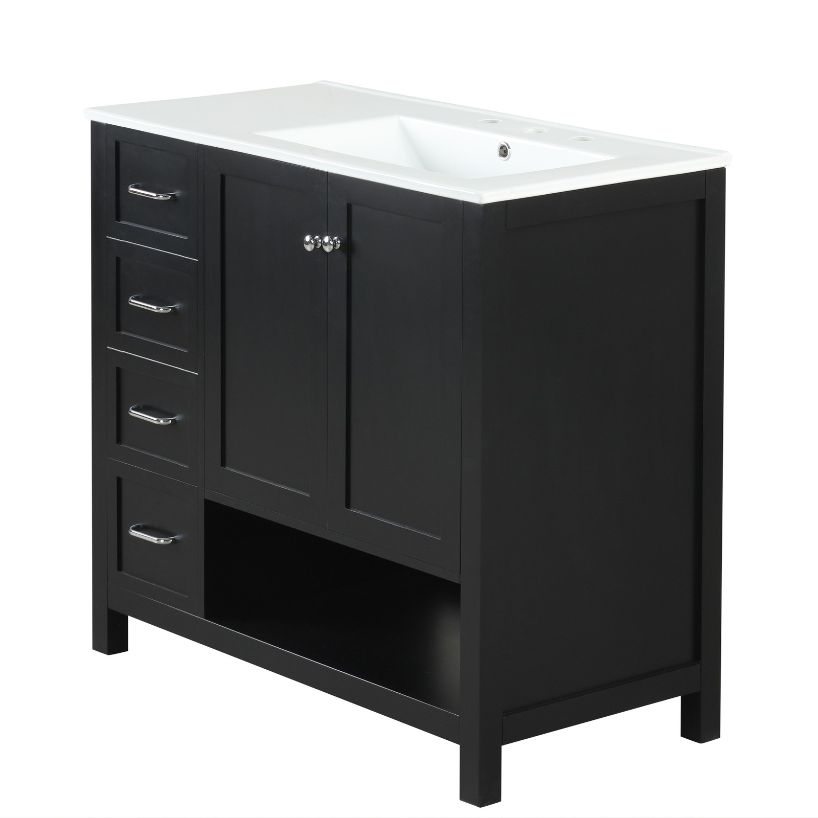 36″ Bathroom Vanity with Sink Top, Cabinet, Two Doors & Two Drawers