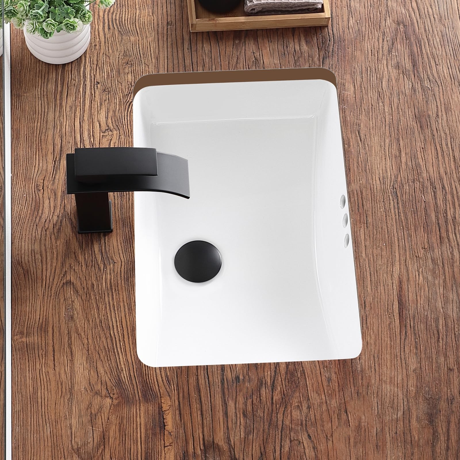 18 Inch Undermount Bathroom Sink White Ceramic Rectangular Under Counter Bathroo
