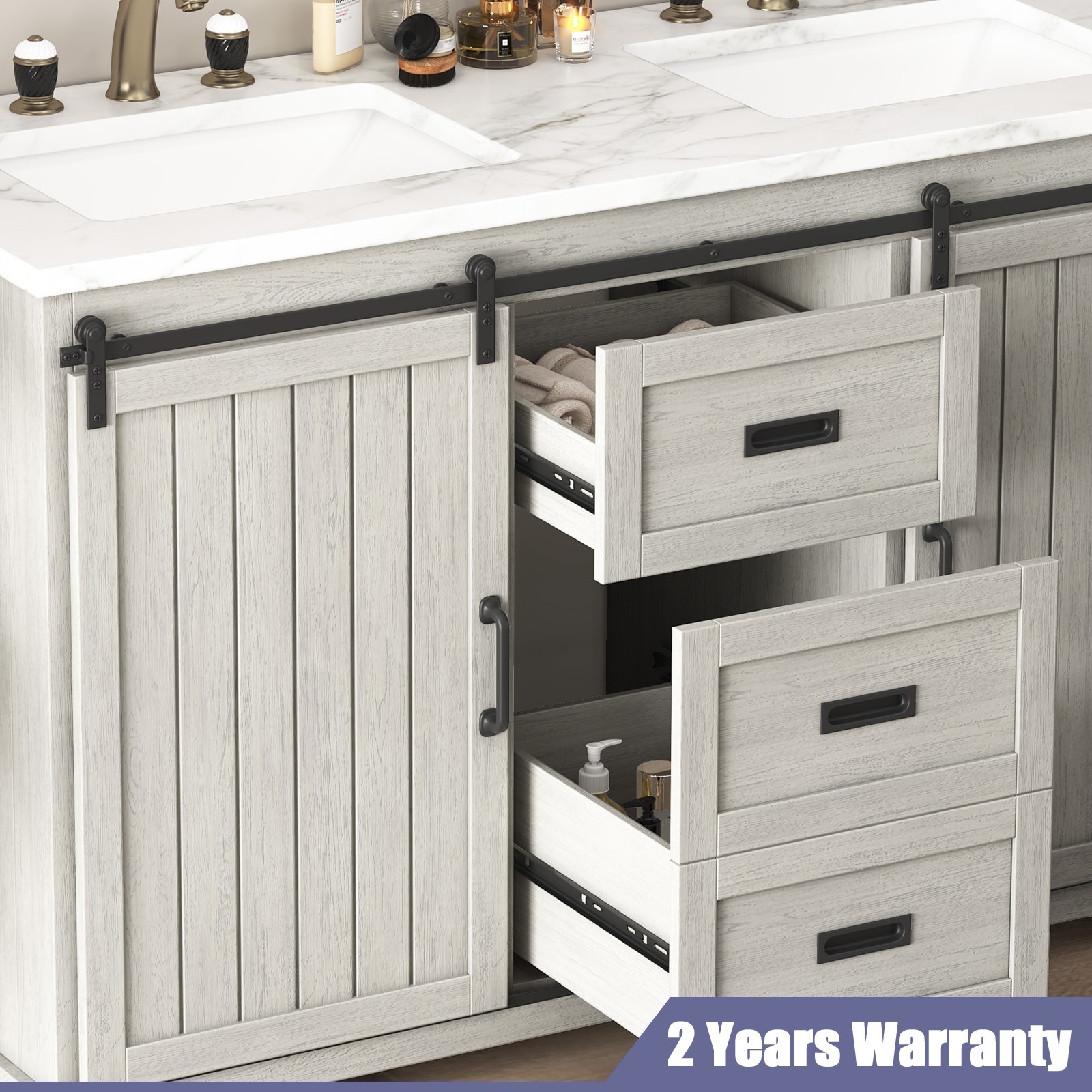 47″ Bathroom Vanity Cabinet with Double Sink Freestanding Storage Cabinet