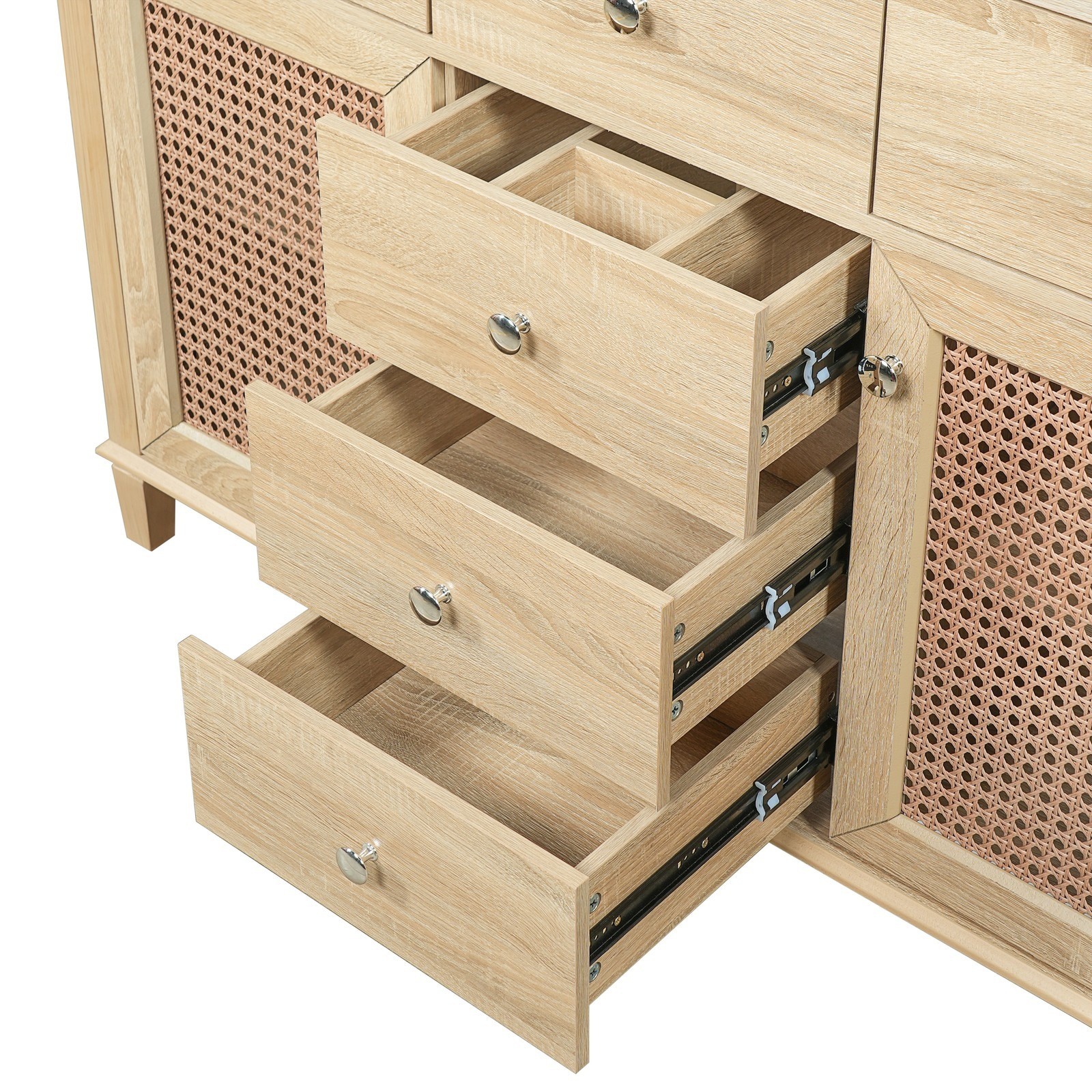 Natural Rattan Bathroom Vanity 48″/2 Cabinets/Sink & Solid Wood Frame Fre Ship