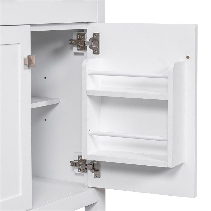 30-inch White Bathroom Vanity w/Ceramic Sink,Soft Close Doors & Flip-out Drawer