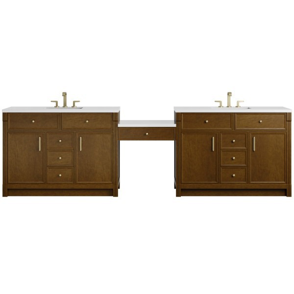 120 James Martin Bellshire 660-VMC120-HNO-3WZ Dual Vanity Cabinet White Zeus Top