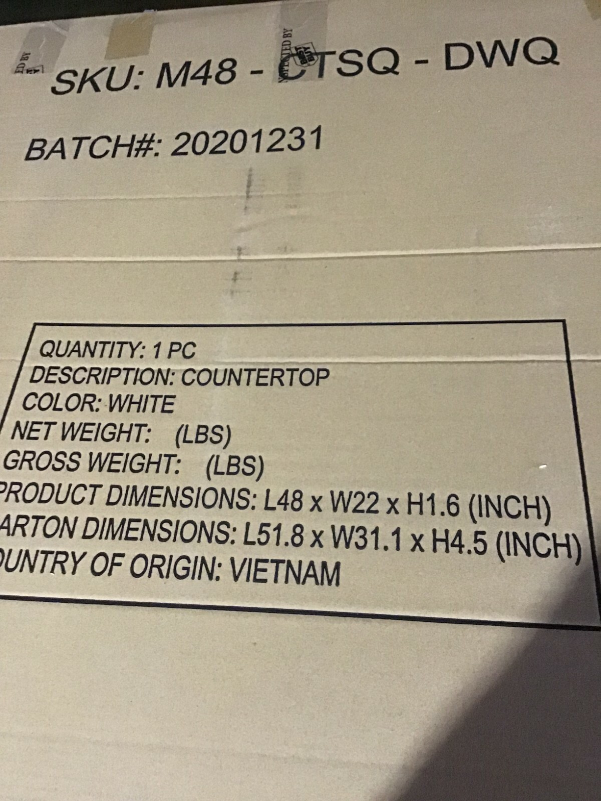Brand New Virtu USA Caroline 48 Inch Vanity, Cashmere Grey w/Carrera Marble Top