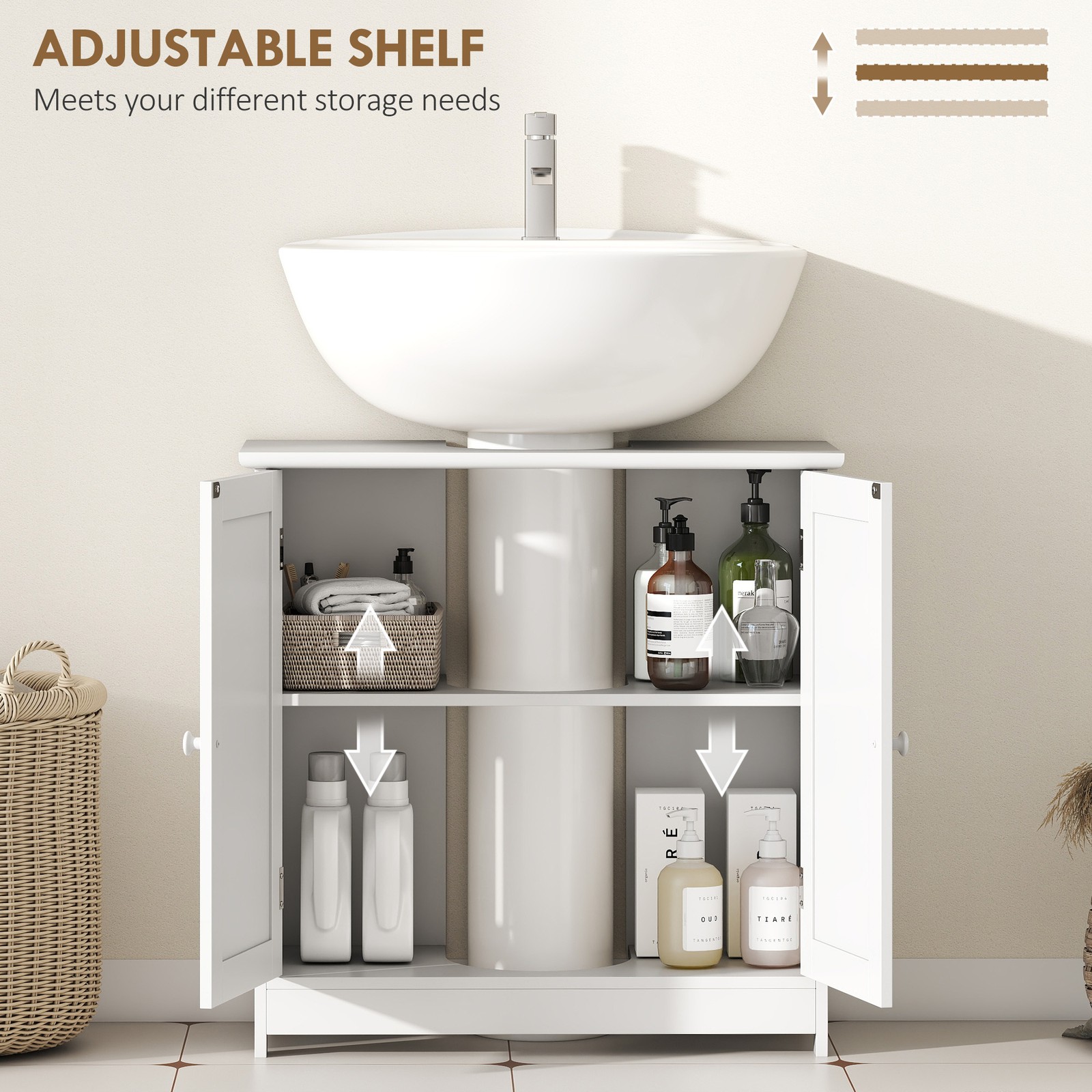 Bathroom Under Sink Vanity Cabinet Multipurpose Space Saver Storage Organizer