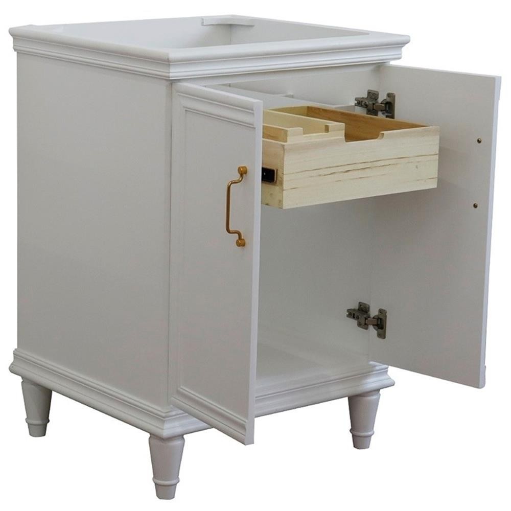 24 in. Single Wooden Vanity White Finish Cabinet Only