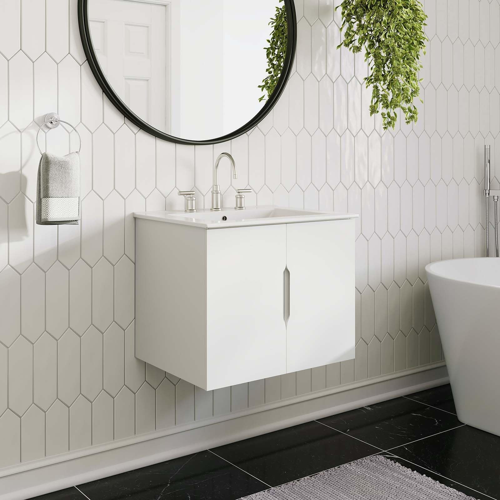 Modway Vitality 23″ MDF and Particleboard Bathroom Vanity Cabinet in White