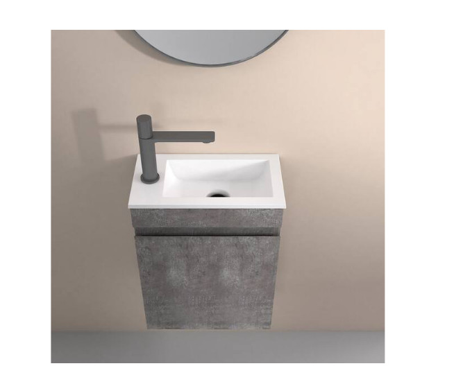 Abruzzo 16″ Floating Bathroom Vanity Resin Sink Soft-Close Dark Birch Cabinet 🔷