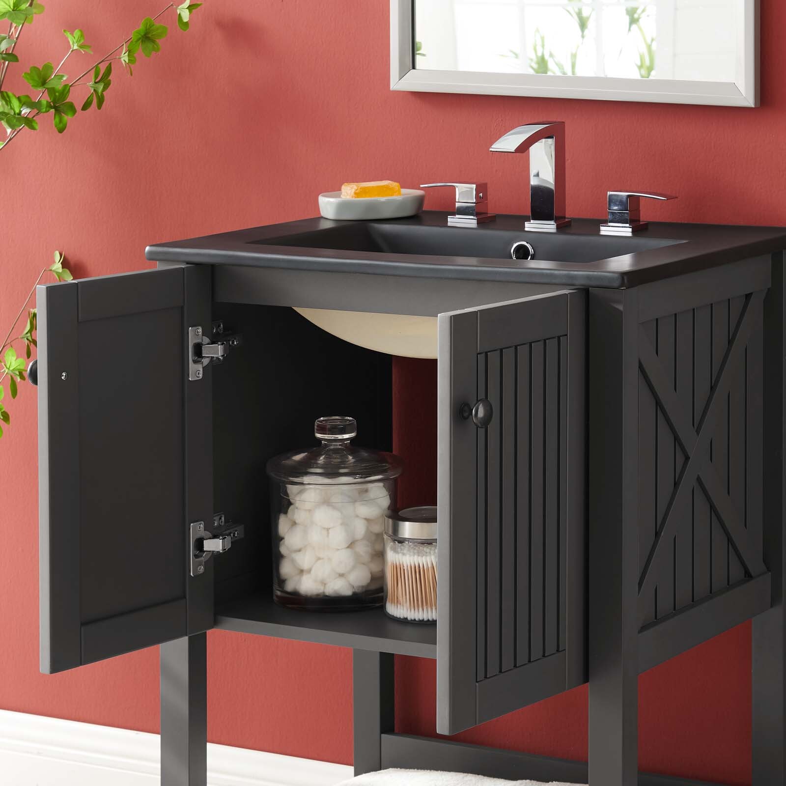 Modway Steam 24″ Bathroom Vanity With Sink in Gray Black