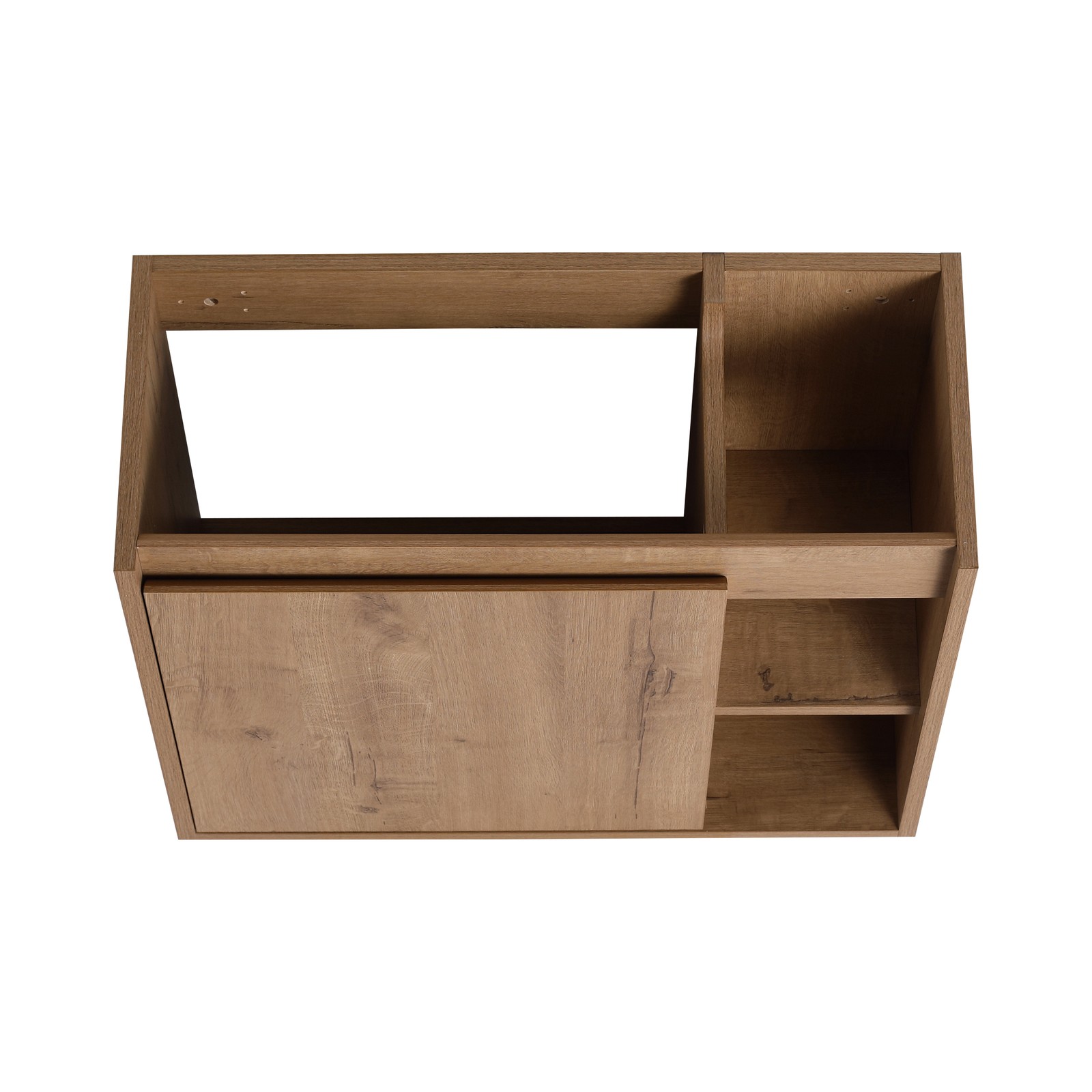 24” Plywood Wall-Mounted Bathroom Vanity W/ White Ceramic Sink For Small Space