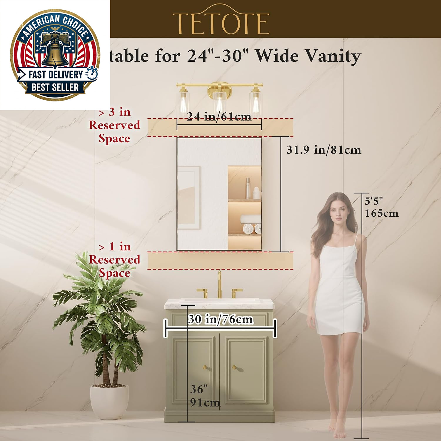 Brushed Nickel Bathroom Mirror 24″ X 32″ Vanity Mirror for over Sink Brushed Nic