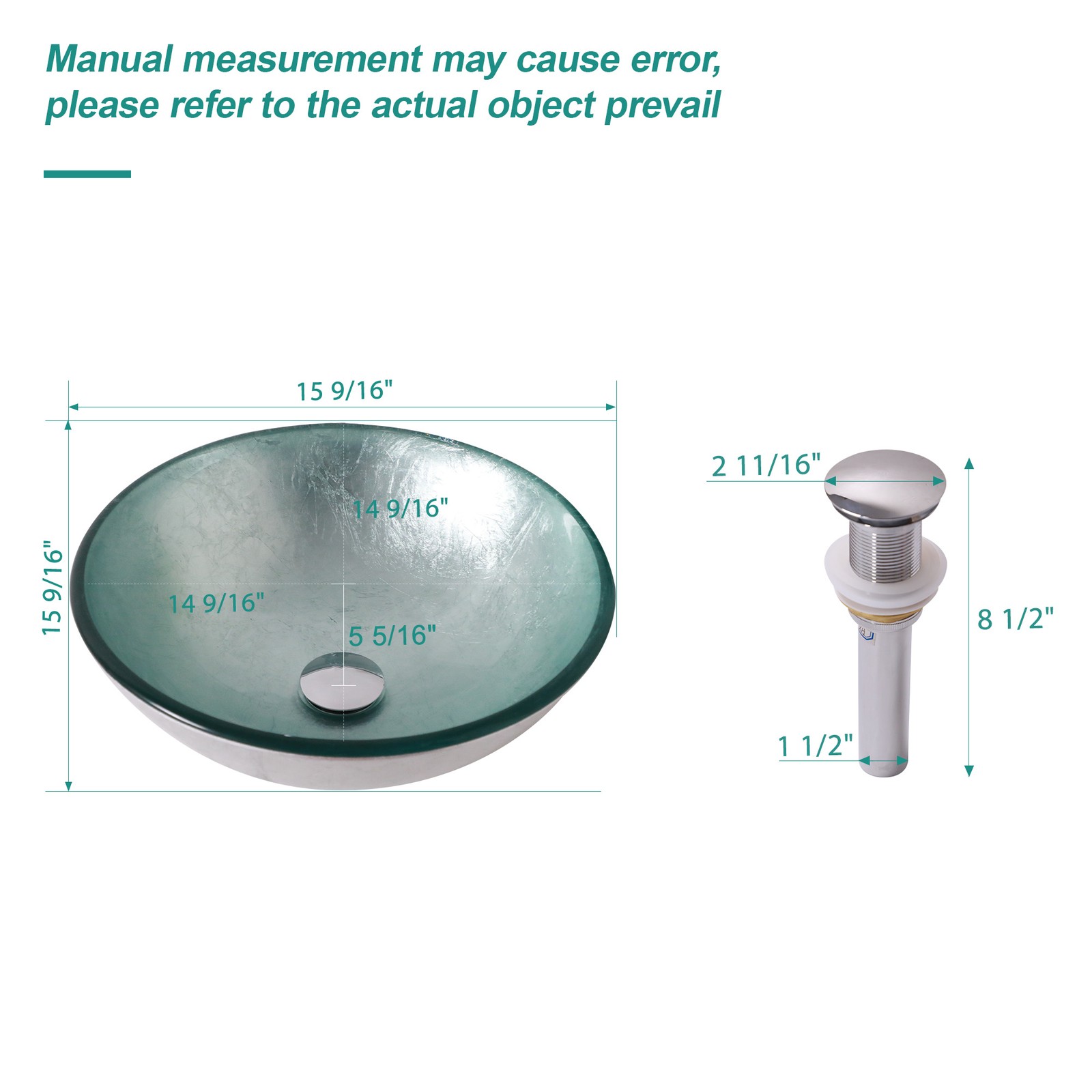 Bathroom Artistic Tempered Glass Vessel Bathroom Sink with Pop-up Drain
