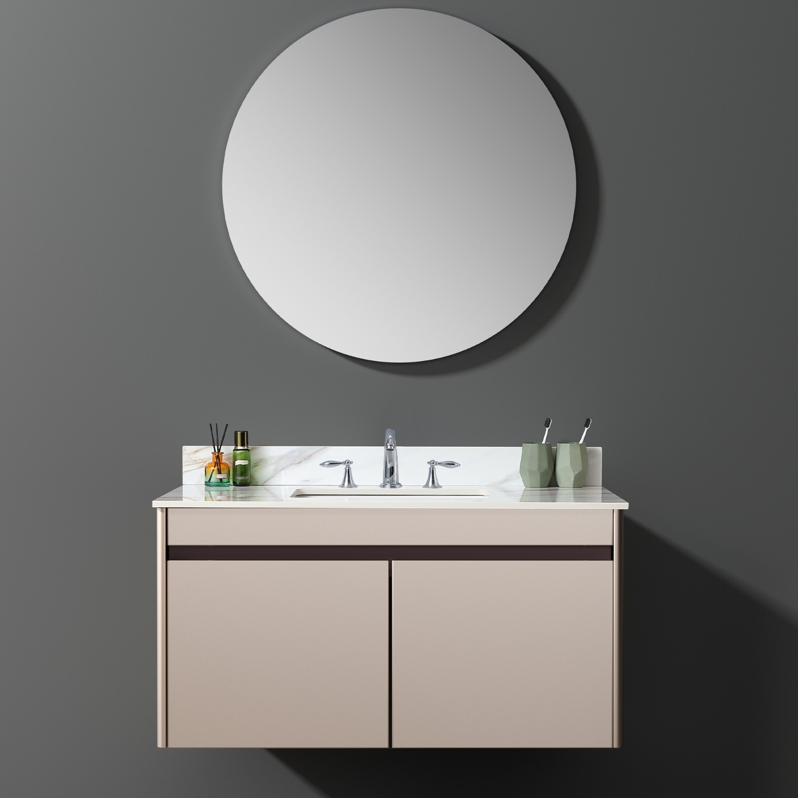 43In Marble Vanity Top with Undermount Sink & Backsplash Carrara White