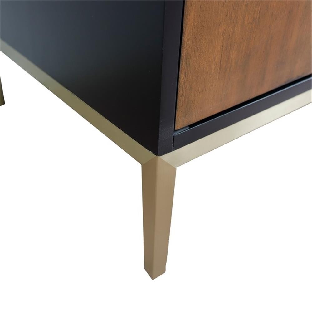 60 in. Double Wooden Vanity Walnut Black Cabinet Only