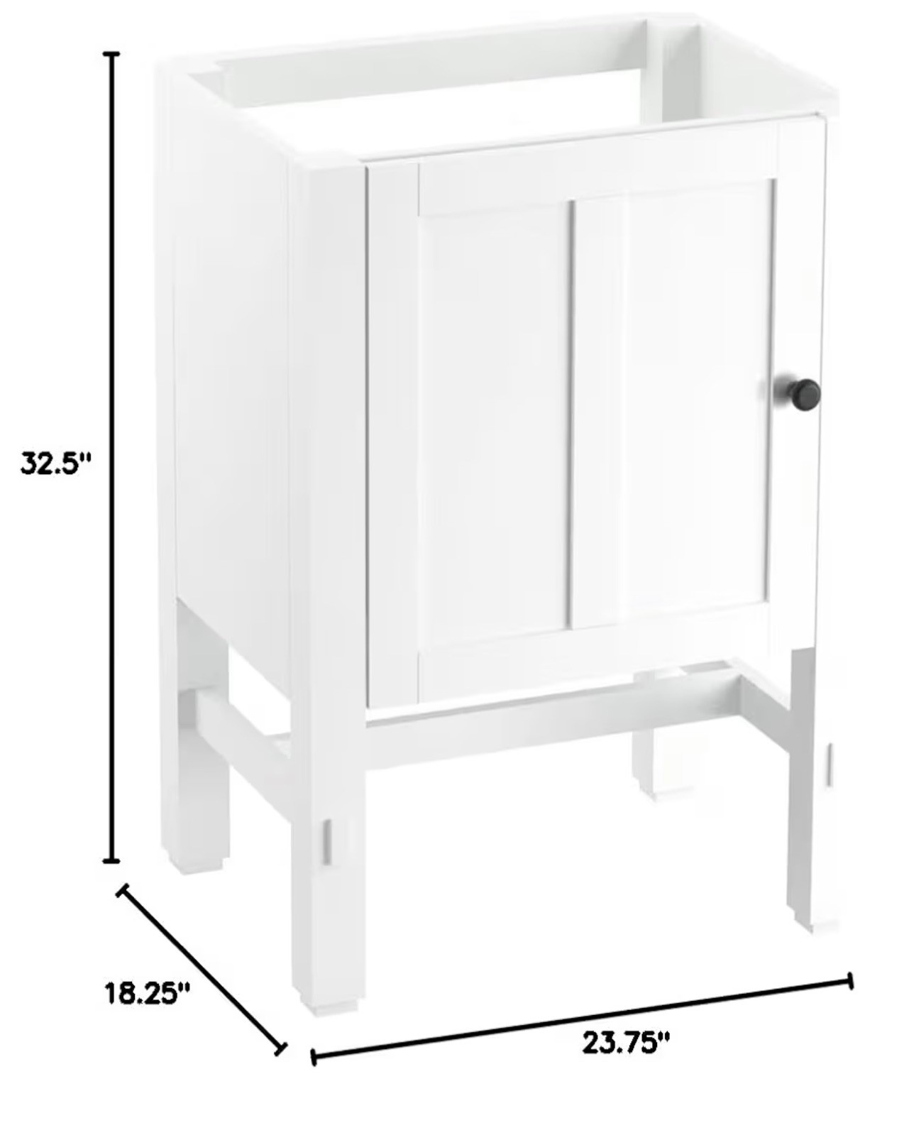 Kohler K-2604-1WA Tresham 24″ Wood Bathroom Vanity White Free Standing