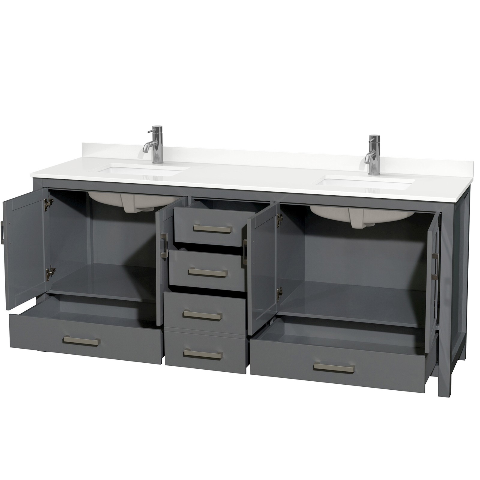 Wyndham Collection WCS141480D-QTZ-UNSMXX Sheffield 80″ – Gray / White Quartz Top