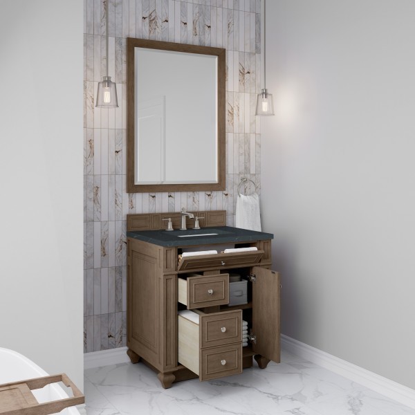 30″ James Martin Bristol 157-V30-WW-3CSP Vanity Cabinet Charcoal Soapstone Top