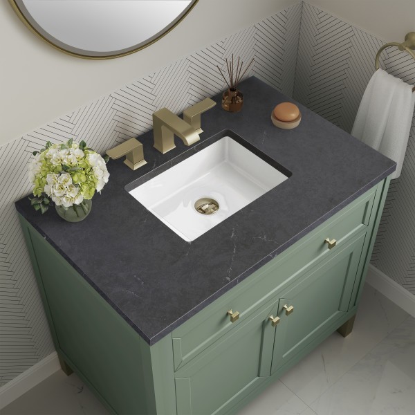 36″ James Martin Chicago 503-V36-GW-3CSP Vanity Cabinet Charcoal Soapstone Top