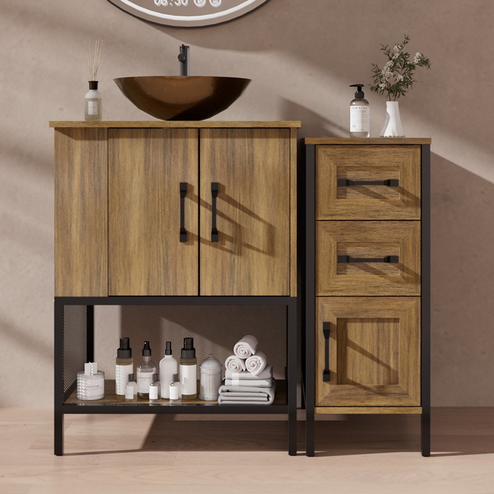 24″/36″/48″ Bathroom Vanity w/Sink Freestanding Cabinet Drawer White/Grey/Oak US