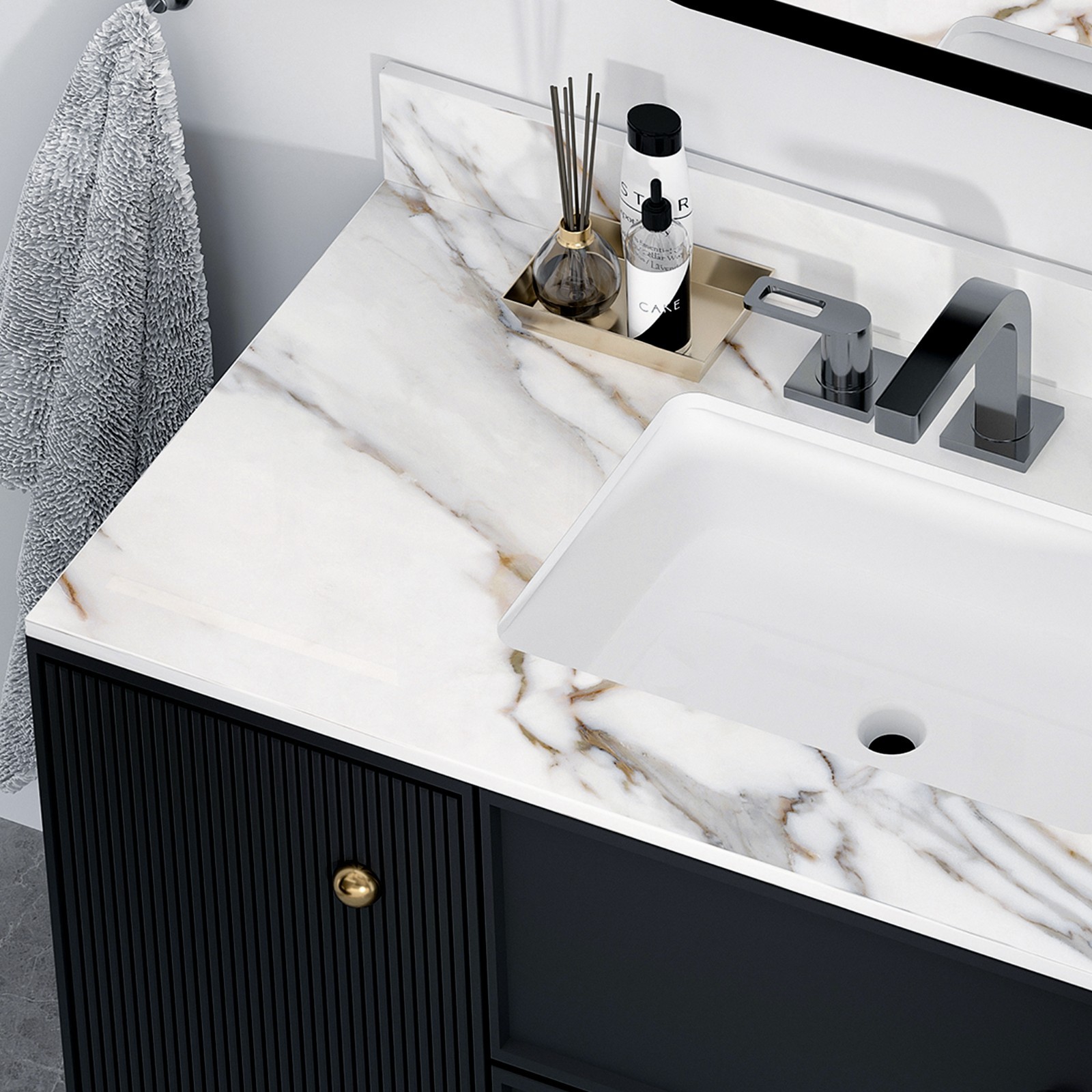 43In Marble Vanity Top with Undermount Sink & Backsplash Carrara White