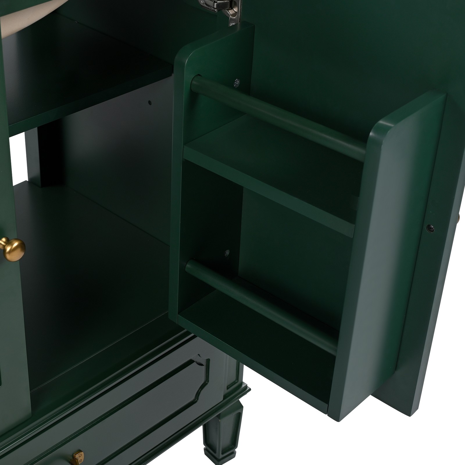 30″ Bathroom Vanity with Ceramic Sink, Green, Soft-Close Door & Drawer
