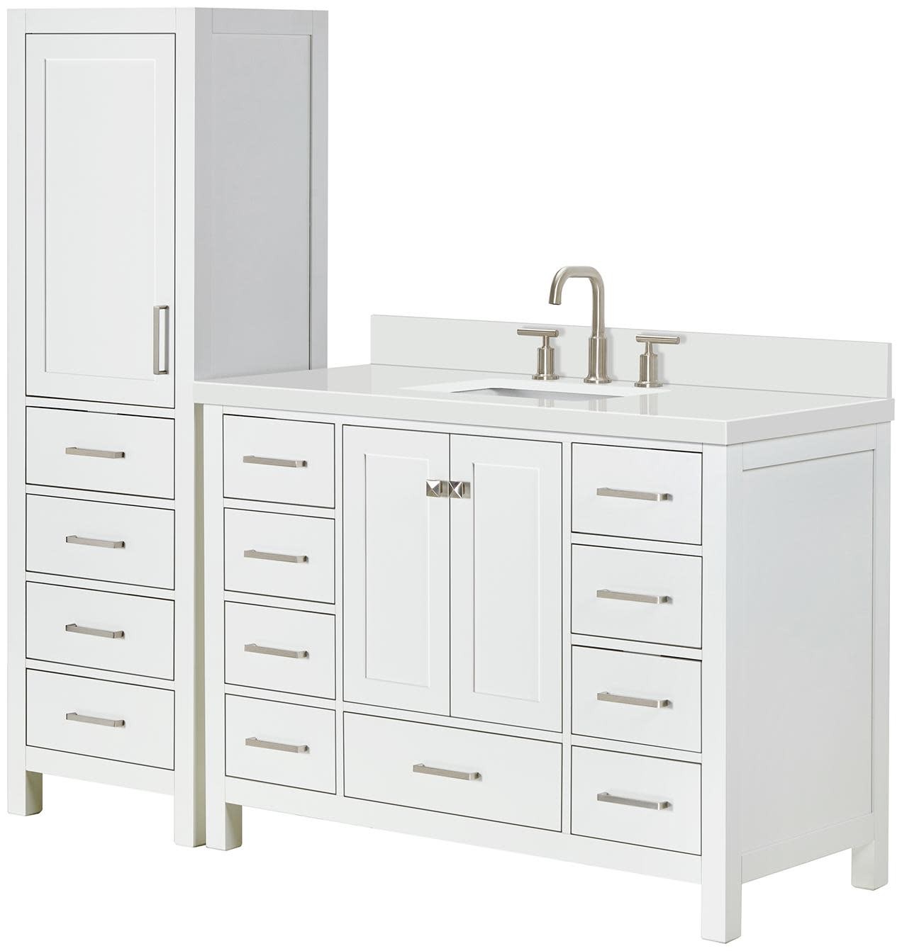 Ariel A049SWQRVO-LC Cambridge 69″ – White / Pure White Quartz Top / Brushed