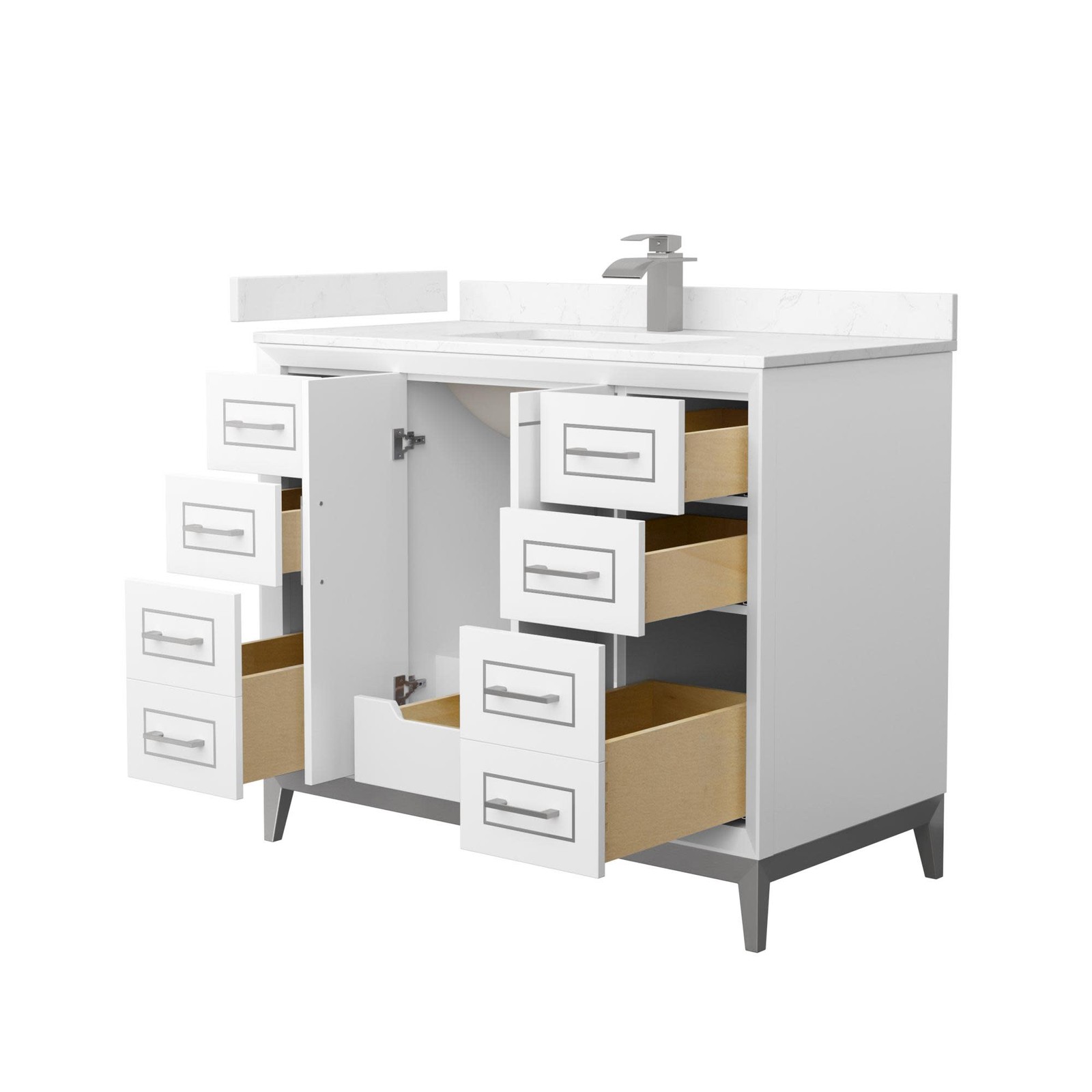 Wyndham Collection WCH515142S-VCA-UNSMXX Marlena 42″ – White / Carrara Cultured