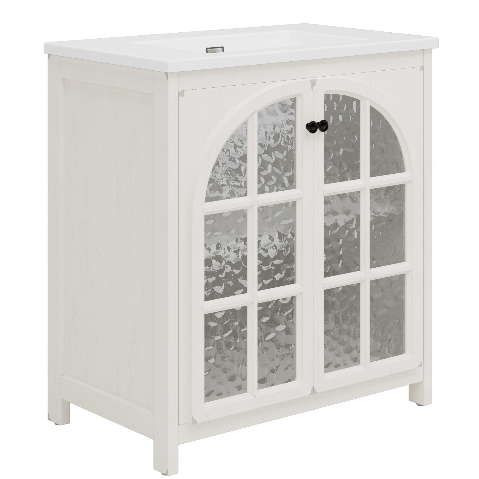 30 Inches Bathroom Vanity with Ceramic Sink,Vintage Rustic Bathroom Cabinet