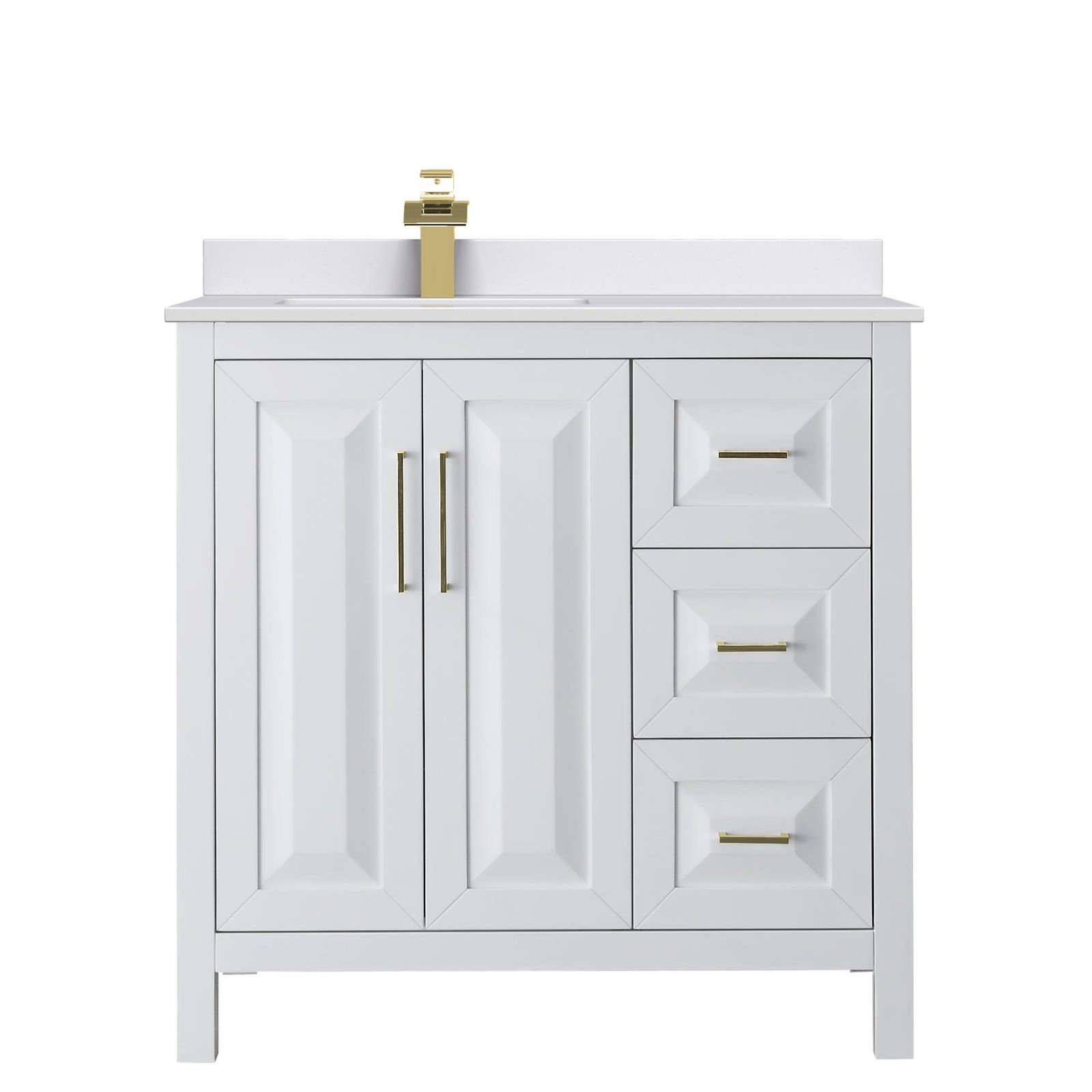 Wyndham Collection WCV252536S-Left-VCA-MXX Daria 36″ – White / Carrara Cultured