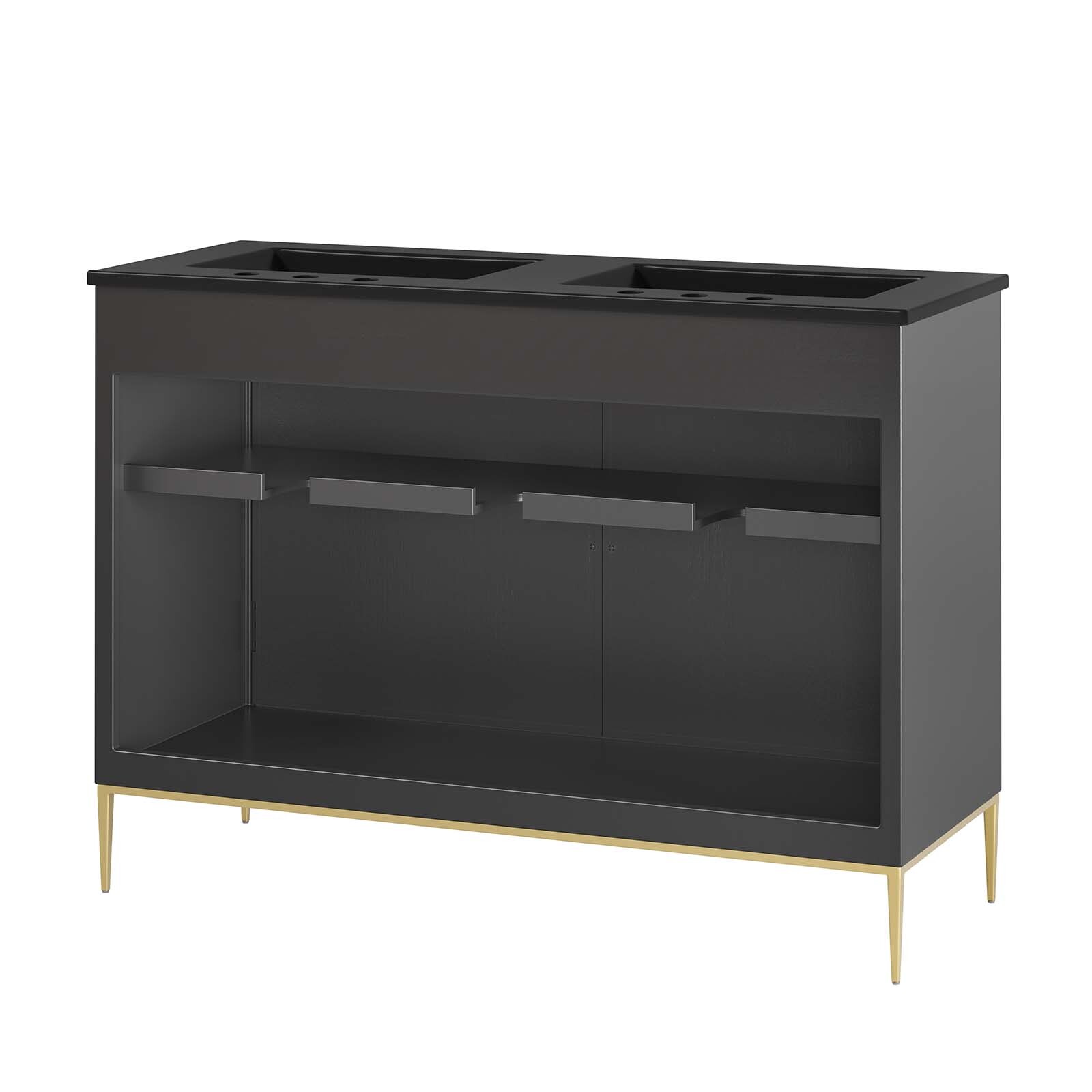 Modway Awaken 48″ Double Sink Bathroom Vanity in Black Black