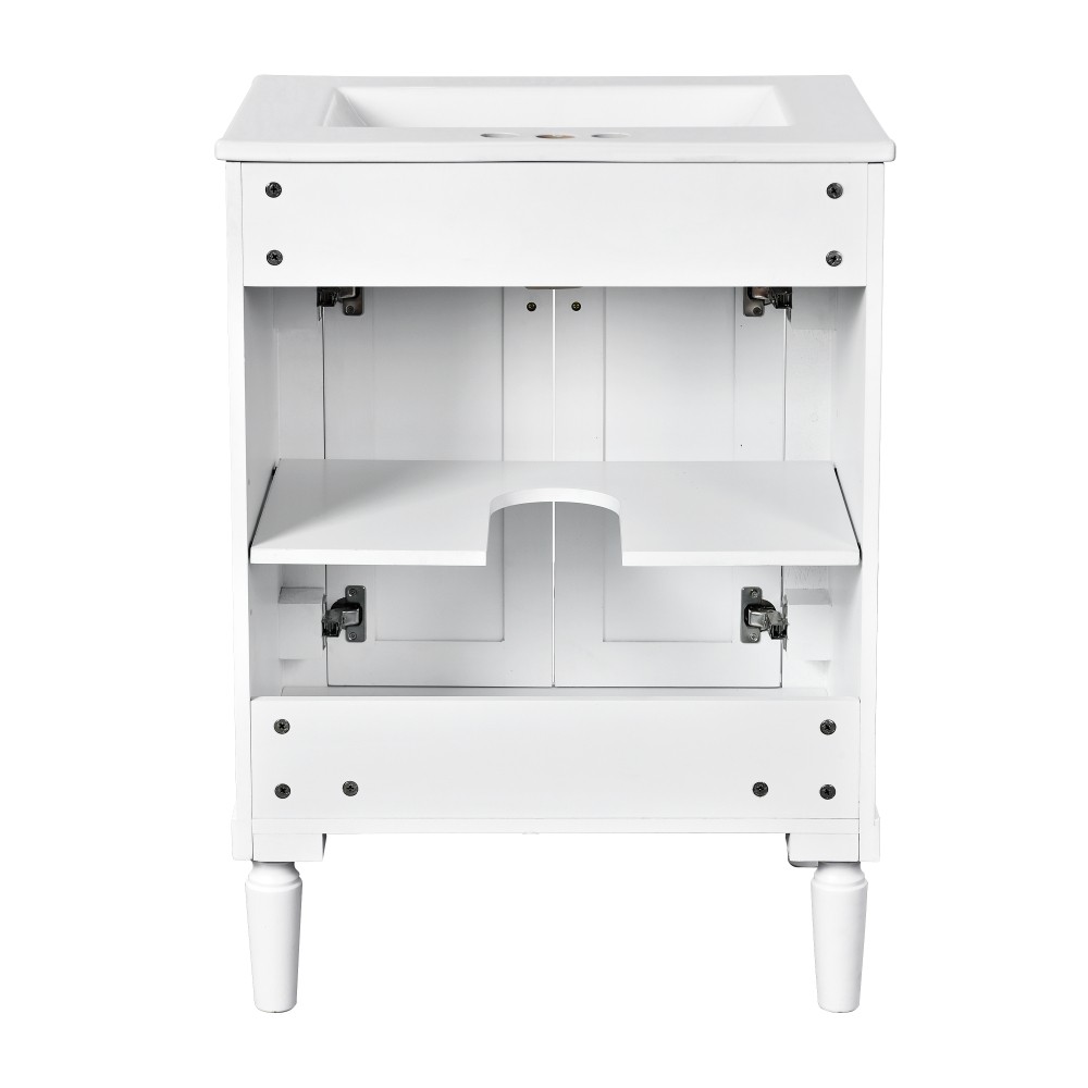 24” Bathroom Vanity with Top Sink, 2-Tier Modern Bathroom Storage Cabinet