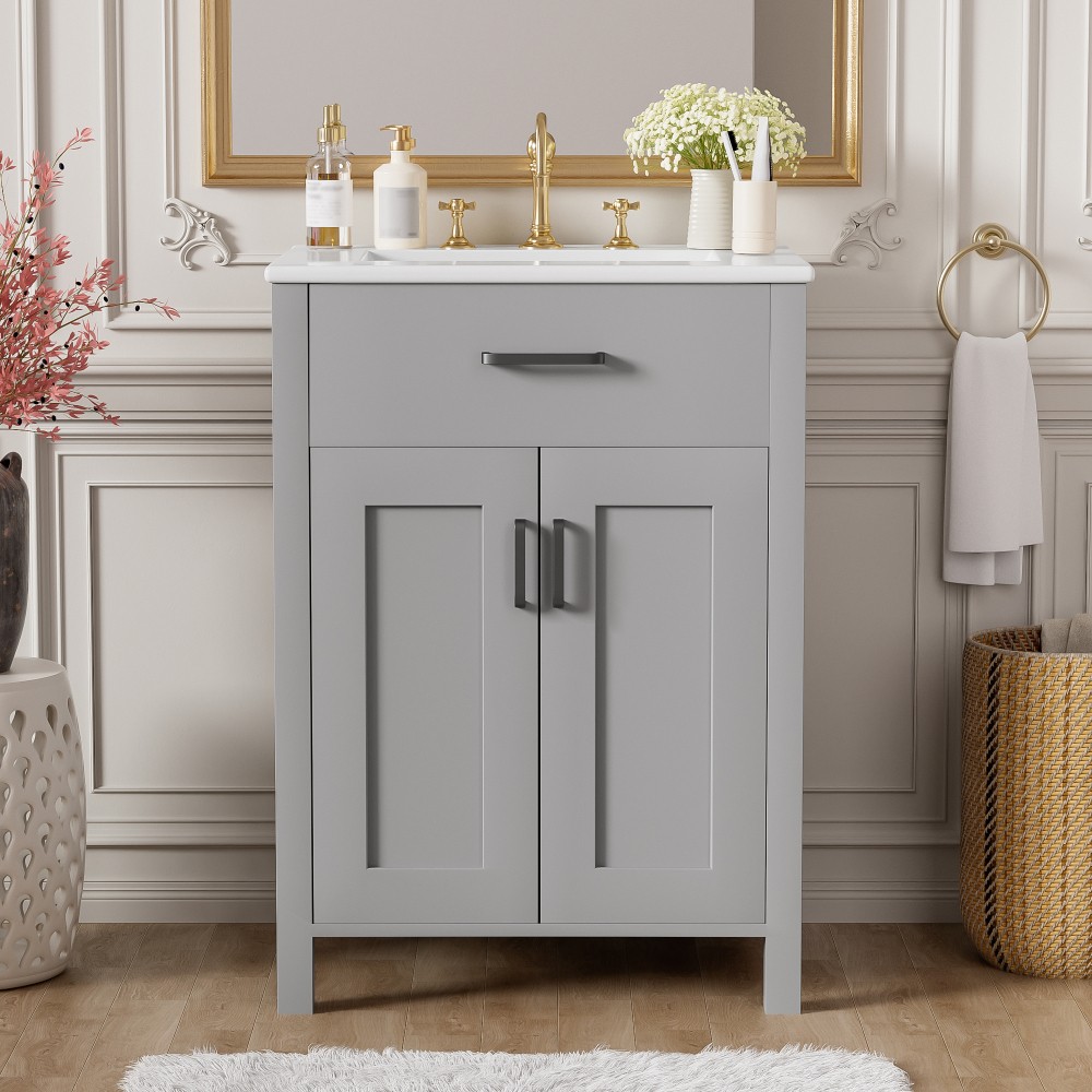 Bathroom Vanity Combo W Ceramic Sink Luxurious Space-Saving Vanity