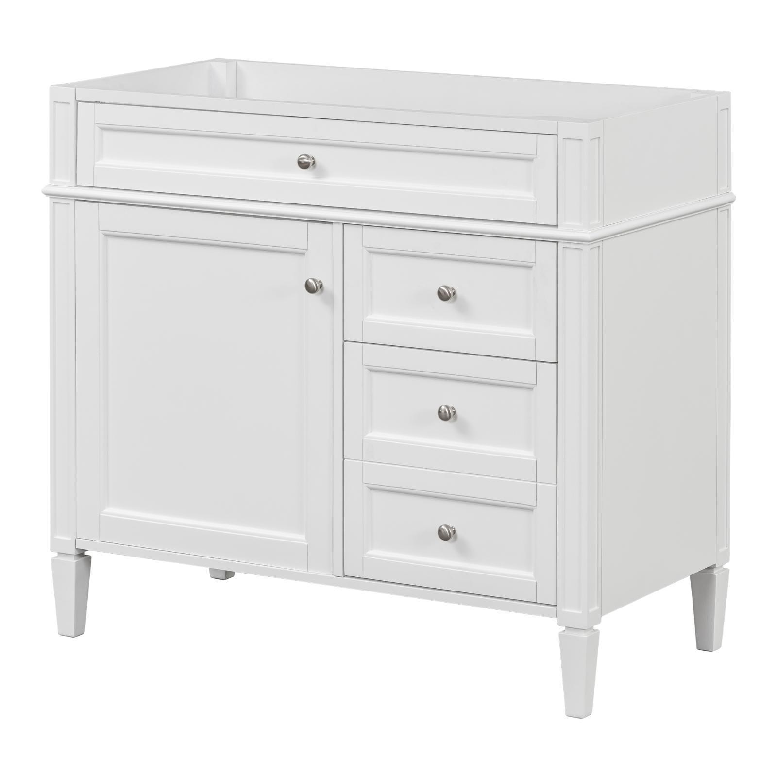 Solid Wood Bathroom Vanity 36”, No Sink, Functional Design with Adjustable