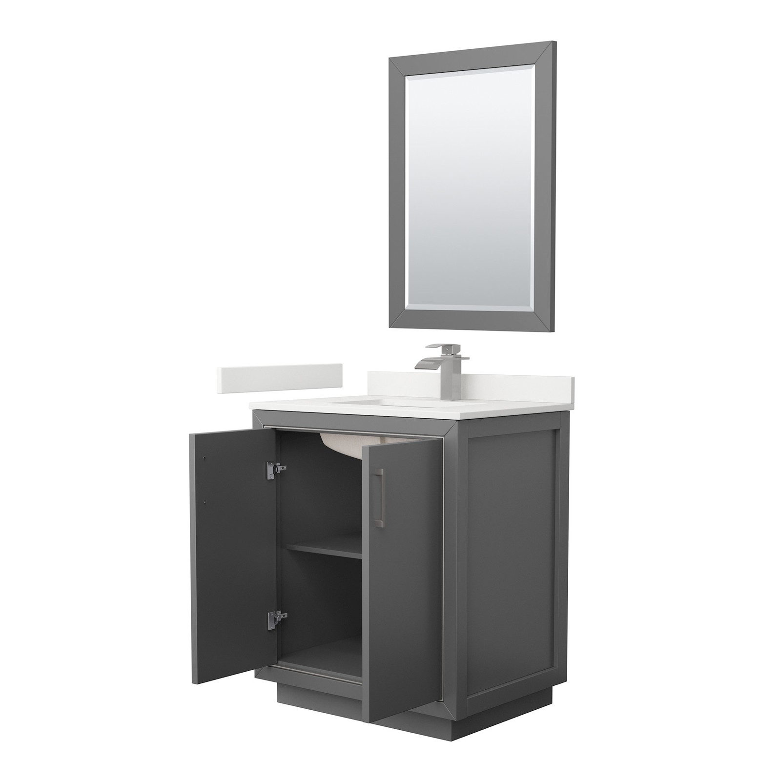 Wyndham Collection WCF111130S-QTZ-UNSM24 Icon 30″ – Dark Gray / White Quartz Top