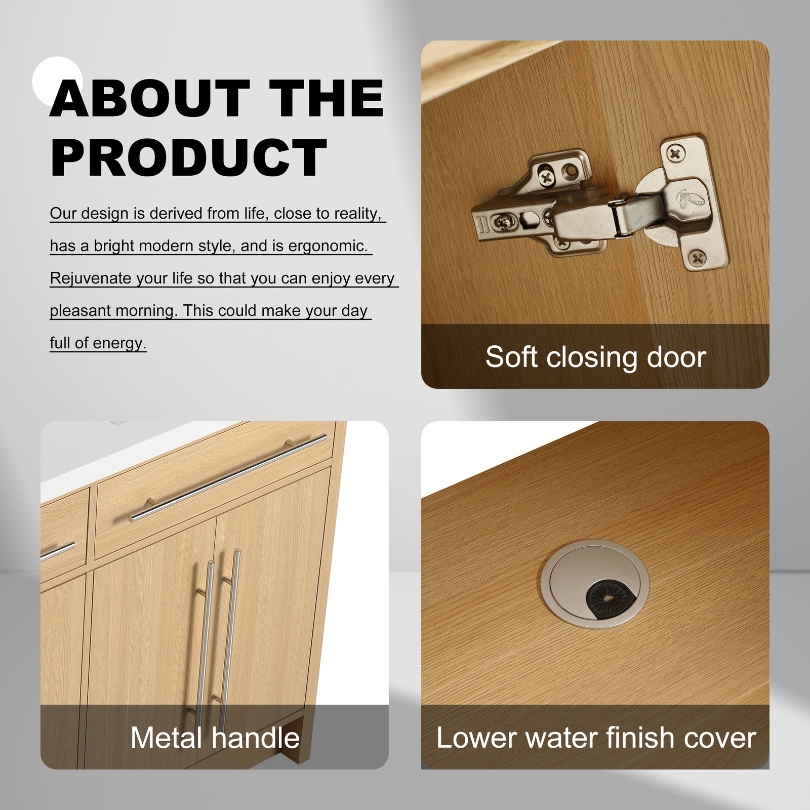 60 inch Plywood Bathroom Vanity Freestanding Double Resin Sink Storage W/2 Doors