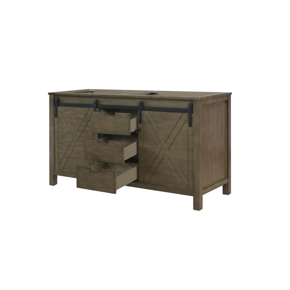 Lexora Home Marsyas 60″ Vanity Cabinet in Rustic Brown